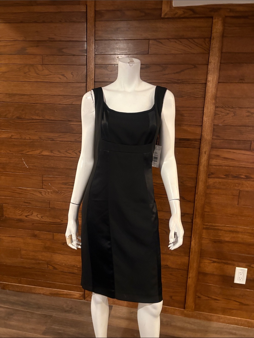 Harve Benard Black Square-Neck Panel Midi Dress
